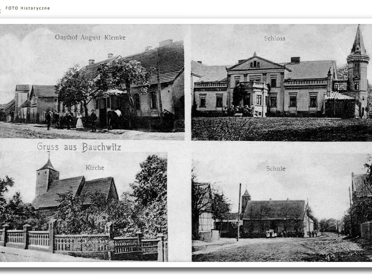Bukowiec Widokowka z 1910 roku - gospoda, pałac, dawny kościół św. Marcina i szkoła.