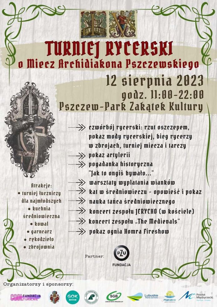 iv turniej rycerski o miecz archidiakona pszczewskiego plakat